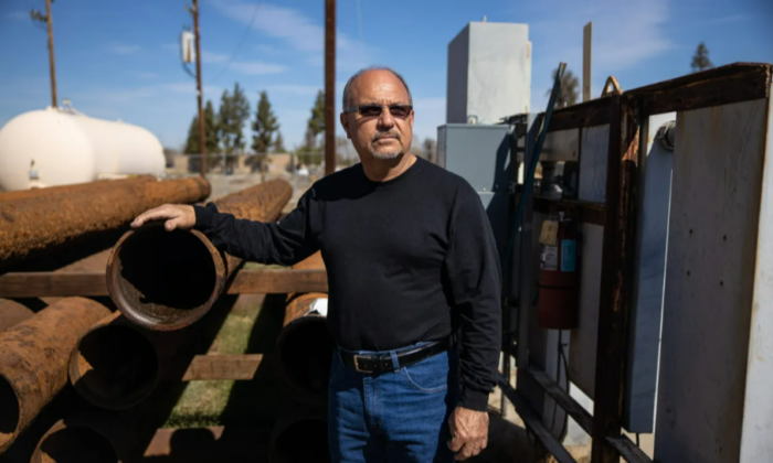 Miguel Sanchez, member of the board of directors of the Lamont Public Utility District at the now-defunct Well #13 in Lamont. It’s one of several aging water wells in the city and in nearby El Adobe.